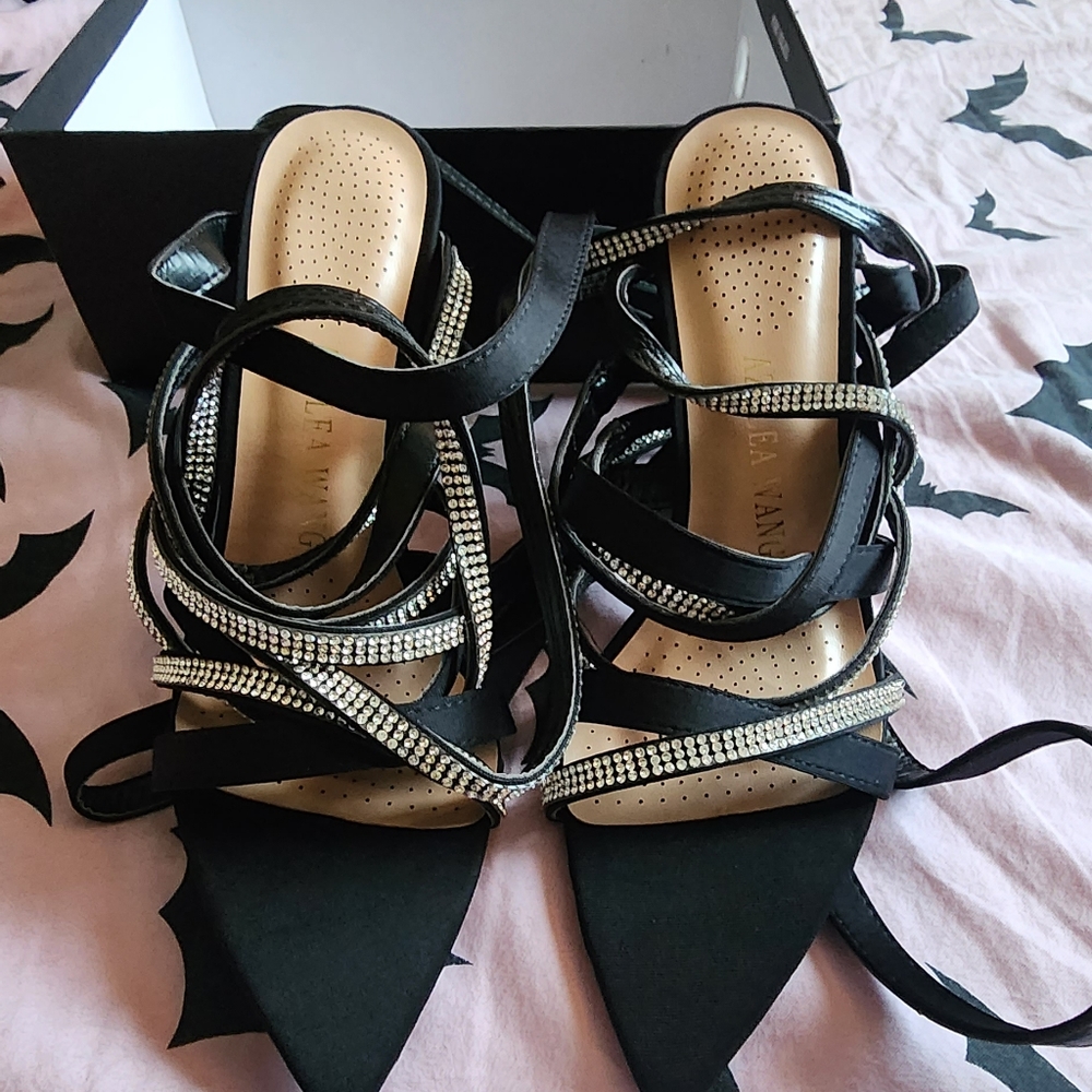 Azalea wang lace up leg rhinestone stilleto